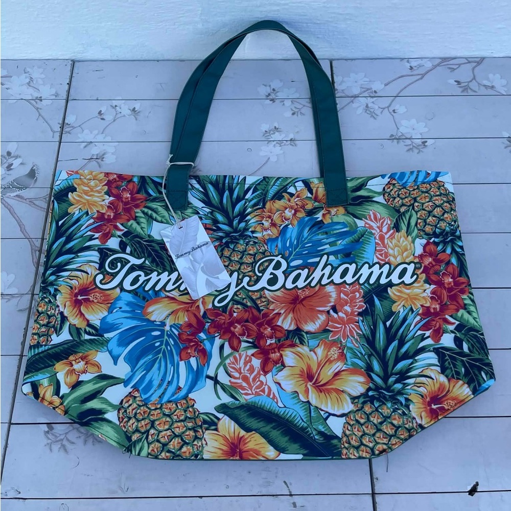 Tommy Bahama Tropical Floral Tote - Blue and Green